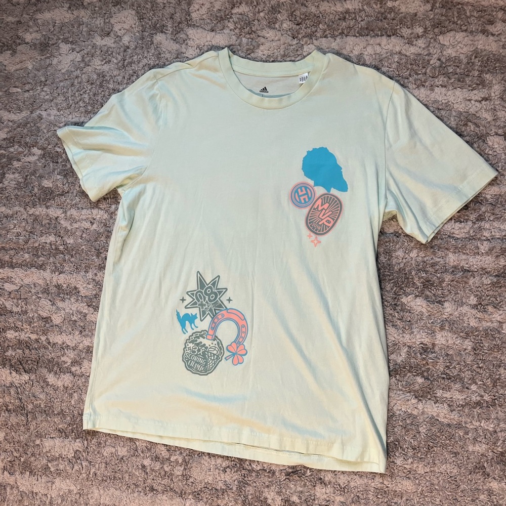 Adidas Men's Light Cream Graphic Tee Harden 6